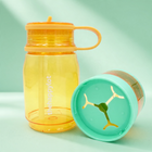 Close-up of spill proof, straw lid on orange kids water bottle that is dishwasher safe